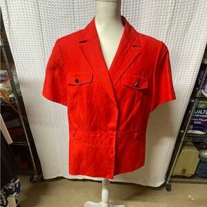Calvin Klein short sleeve blazer/jacket redish color size 16. Fully lined.